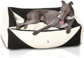 Washable Rectangle Dog Bed with Removable Cover, Color-Block Gingham Cotton Large Dog Sofa, Durable Breathable Scratch Resistant Pet Bed, Large