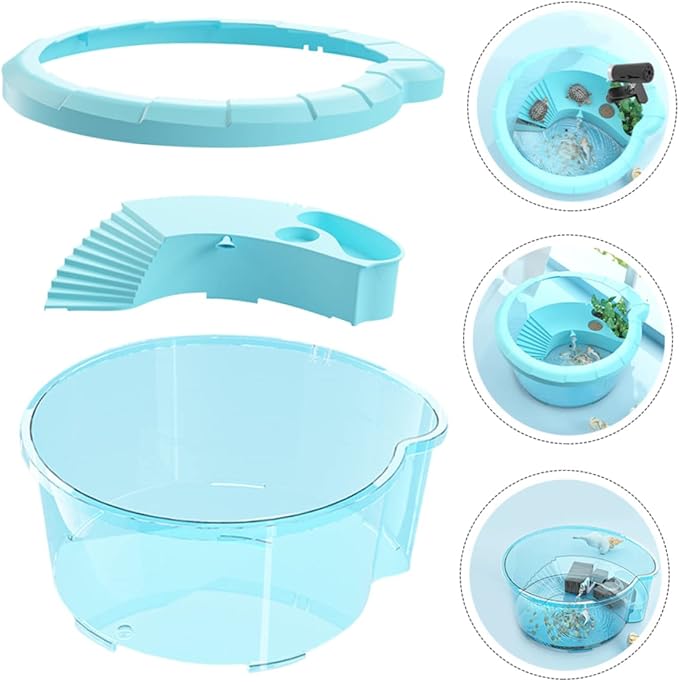 FRCOLOR 3pcs Transparent Turtle Breeding Tank Basking Platform Aquarium for Small Turtles and Fish Easy to Clean High Transparency No Needed