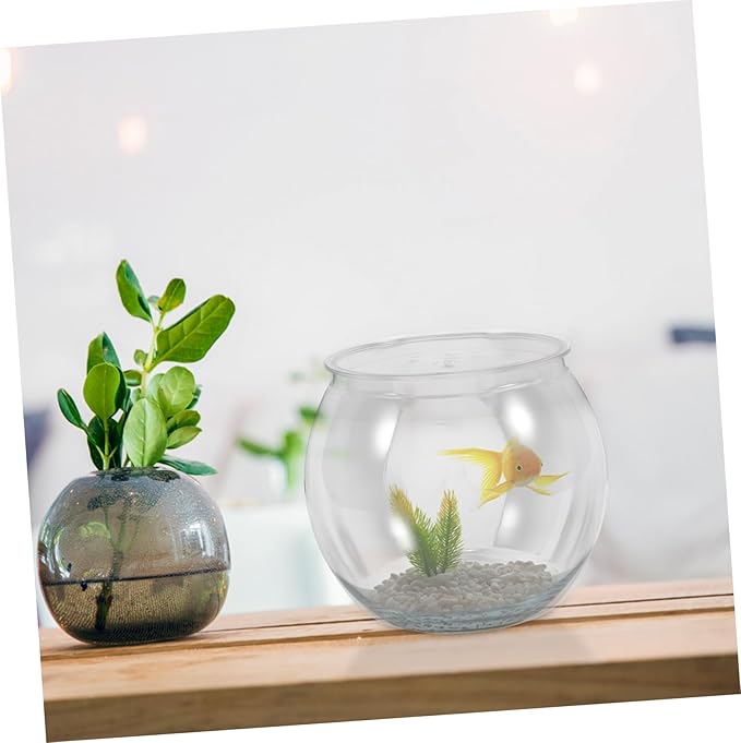 BESPORTBLE Transparent Plastic Fish Bowl Fall-Resistant Tabletop Aquarium for Betta Plants for Home Office Decor Wedding Party Use Eye-catching Design