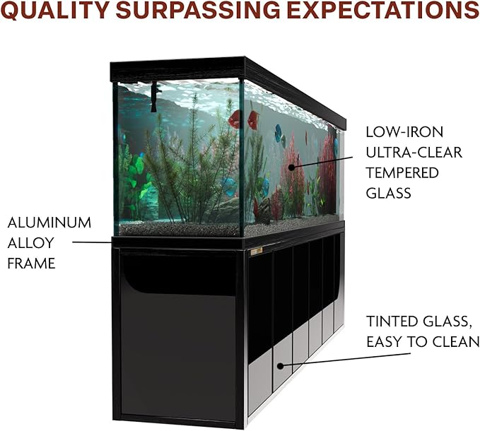 Aqua Dream 500 Gallon Black Aquarium Kit with Stand & Sump Filtration System - Commercial Reef Fish Tank with Ultra-Clear Tempered Glass