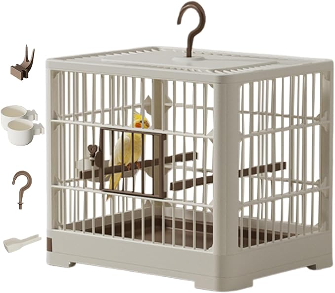 Small Bird Travel Cage - Long Lasting Bird Container, Soft-Sided Carrier | 11.81x9.06x10.24 Inches Lightweight Perch Included, Easy Handle Grip for Parakeets, Finches, Birds, Vet Visits, Air Travel
