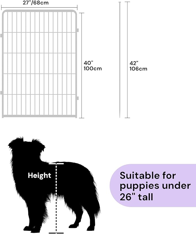 SunsGrove Indoor Dog Playpen, 40 Inch 2 Panels Play Pen for Medium and Large Dogs, Easy Setup Anti-Rust Pet Fence, White
