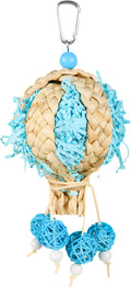 Bird Foraging Shredder Hanging Rope Perch With Bell - Parrot Swing Climbing Standing Toy - Cage Accessories for Parakeet, Conure, Cockatiel, Budgies, Lovebird - Blue, 1 Pack