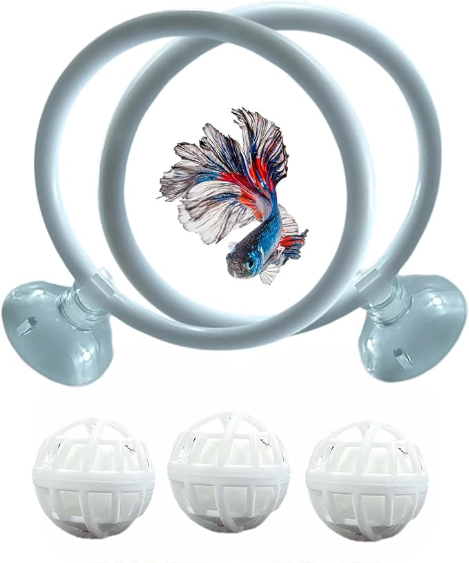 Fish Aquariums Accessories, 1 with Floating Ball & 2 Exercise Training Toys, Feeding Betta Set for Tank, Enrichment