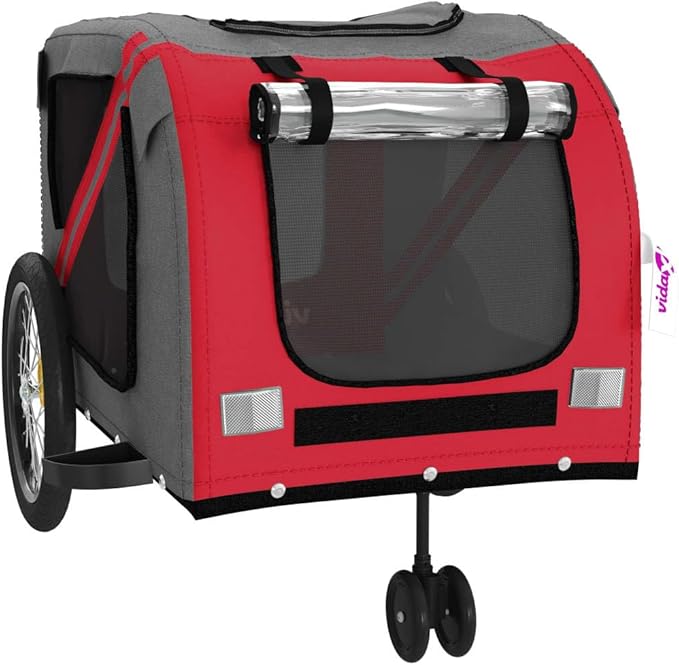 Pet Bike Trailer for Small Dogs, Durable Oxford Fabric with Weatherproof & Scratch-Resistant Design, Zippered Doors and Mesh Windows for Safe Outdoor Rides