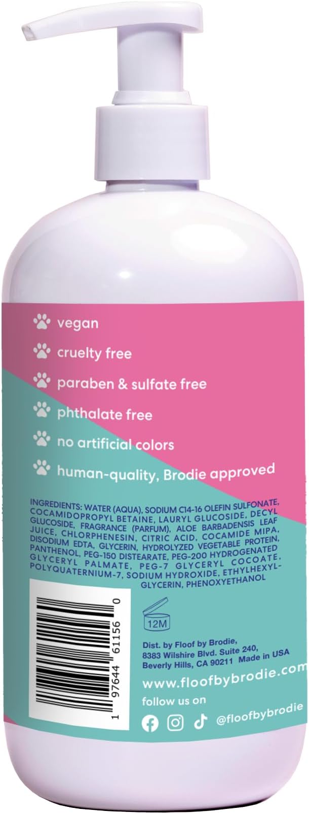 Floof by Brodie Everydog Nourishing and Deodorizing Dog & Cat Shampoo for All Coat Types, Detangles, Soothes with Aloe, Oat Milk, Plant Based Emolients, Pet Grooming Supplies (16oz)