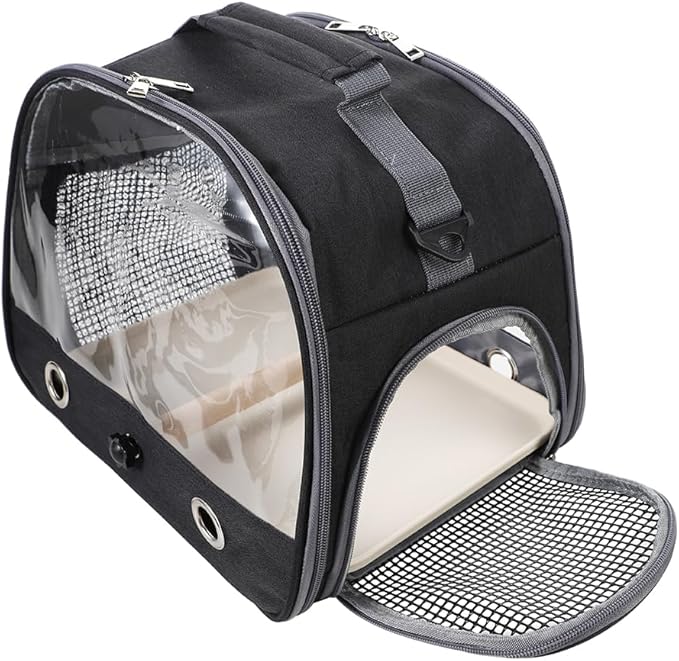 Bird Carrier Portable Parrot Parakeet Carrier Breathable Bird Travel Cage with Stand and Strap Outdoor Transparent Small Pet Carriers