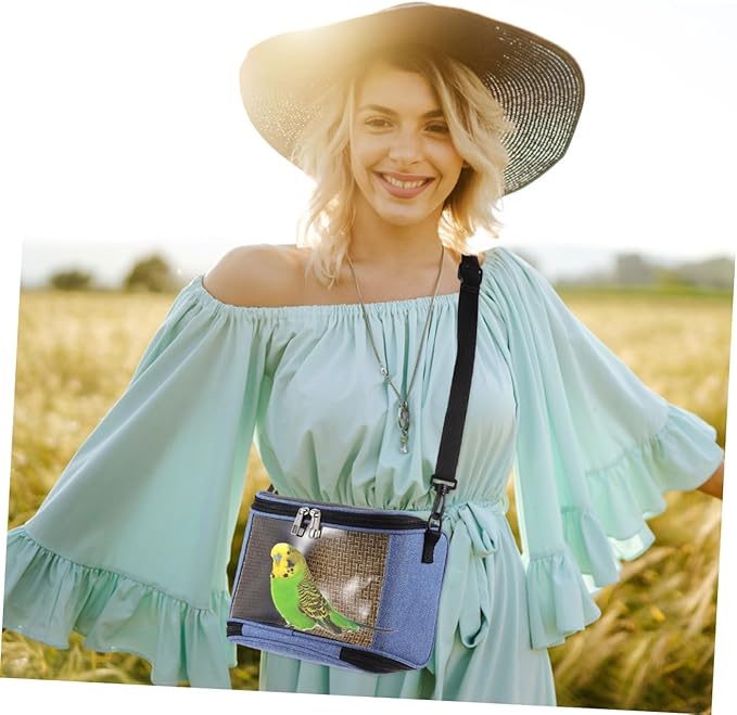 DOITOOL Crossbody Parrot Carrier Bag, Breathable Portable Bird Travel Pouch with Handle, Lightweight Outdoor Pet Storage for Small Birds