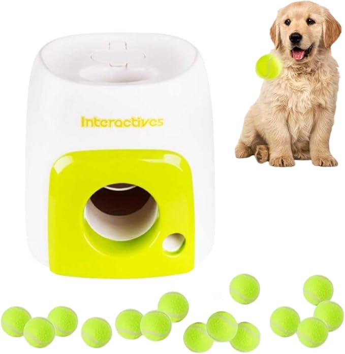 JITUIHOM Automatic Dog Ball Launcher, Rechargeable Dog Toy,with 2.5in EPTU Balls for Medium to Large Dogs, Interactive Dog Fetch Toy for Mental & Physical Exercise