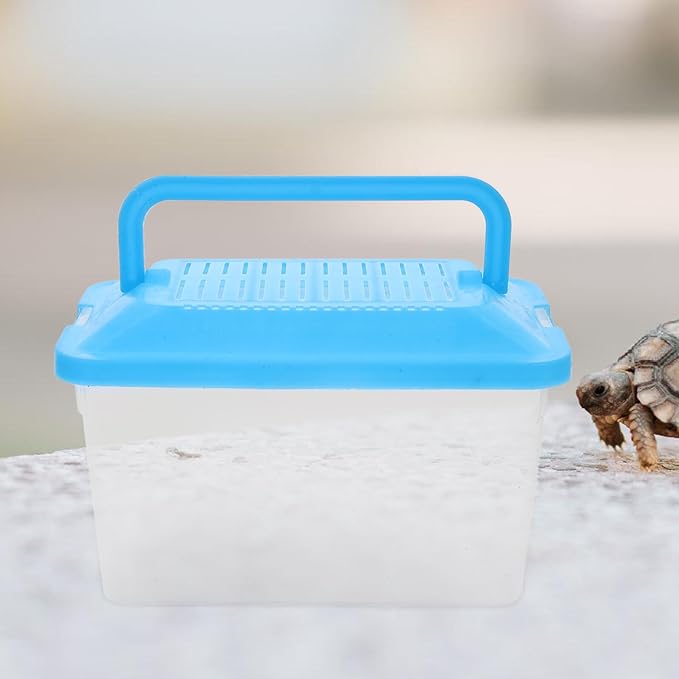 Turtle Habitat and Fish Breeding Tank, Sturdy Pp Plastic Transport Box 15x9x11cm, Portable Aquarium for Small Reptiles and Goldfish Housing