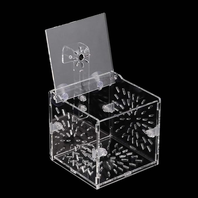 Rosvola Fish Isolation Box, Fish Breeding Incubator Aquarium Hatchery Fish Tank Isolation Box, Incubator Holder Transparent for Shrimp Aquarium(10Cm10Cm10Cm)