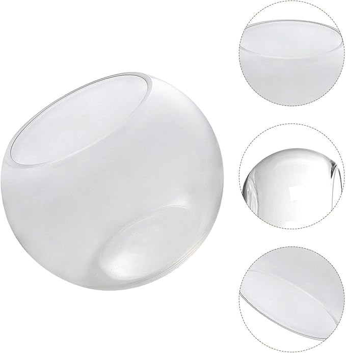 HOMSFOU Clear Round Fish Bowl 7-Inch Glass Aquarium for Goldfish and Aquatic Plants Desktop Fish Tank Suitable for Home Office Decoration