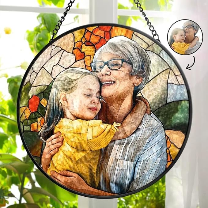 Personalized Couples Photo Stained Glass Catcher, Custom Photo Portrait Couple Family Stained Glass Window Hanging Catcher, Gifts for Newlyweds, Wedding, Couple, Valentine's Day Gift/25