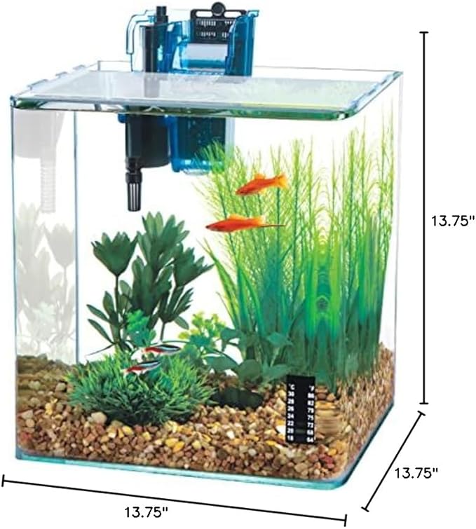 Penn-Plax Water-World Vertex Desktop Aquarium Kit - Perfect for Shrimp & Small Fish - 10 Gallon Tank