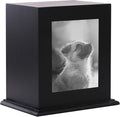 Pet Wood Memorial Urn for Ashes,Photo Frame Keepsake Box for Cats Dogs,Funerary Caskets Supplies Burly Wood Cremation Urns with Acrylic Glass Photo Protector for Pet Lovers