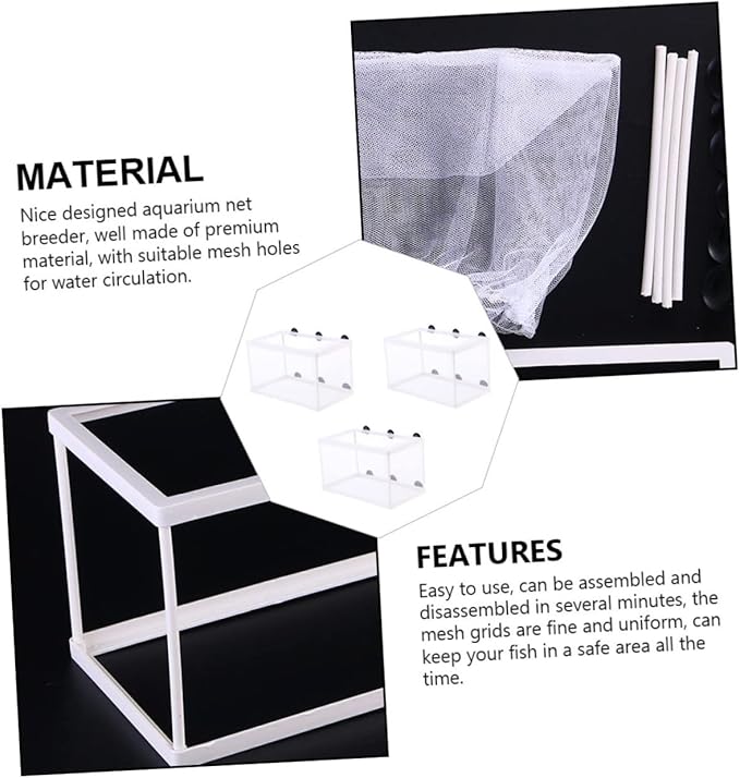 Large Fish Breeding Net with Suction Cups Hatchery Box for Fry Isolation Aquarium Divider Mesh Fish Breeding Divider for Tank Use