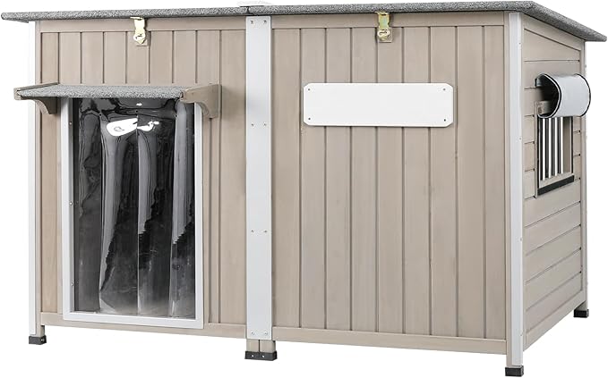 Big Dog House Outdoor Dog Houses for Large Dogs Outside with Adjustable Vent Window, Removable Floor, Easy Assembly for Medium to Large Dogs(55" L x 29" W x 35" H)