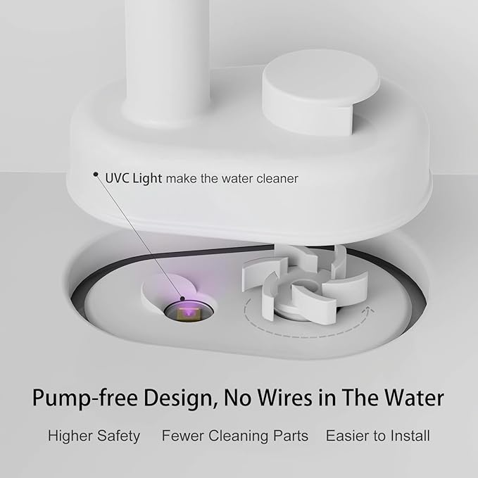 Cat Water Fountain, 122oz/3.6L Pumpless Wireless Cat Fountain, Cordless Water Fountains for Cats Indoor, Dog Pet Water Fountain Battery Operated with Stainless Steel Tray (Pink, Fountain+2 Fliters)