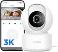 IMILAB C22 3K Security Indoor Camera - 360° View Home Camera with Color Night Vision for Baby/Pet Monitor, Plug-in 2.4Ghz WiFi 6 Inside Cam, 2-Way Audio, AI Detection, Local/Cloud Storage(White)
