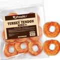 A Freschi srl Turkey Tendons for Dogs, USA-Sourced, Healthy Dog Treats, Rawhide-Free Puppy Chews, Long Lasting, All Natural, Hypoallergenic Dog Treats for Medium Breeds, 10 oz Pack Ring (M)
