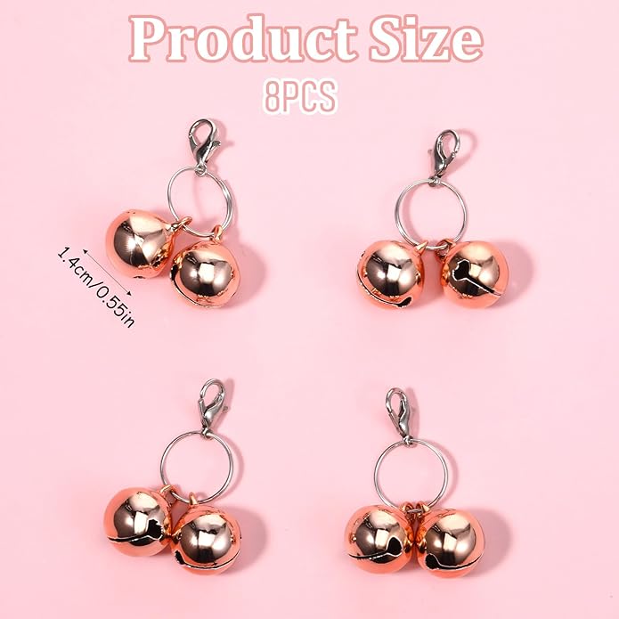 Stainless Steel Cat Bells, 4 PCS Double Bells for Dog Collar Mini Cat Bell Loud Anti-Lost Gold Bell for Cats Collars Gold Pet Pendant Accessories forr Training Dogs-Bell