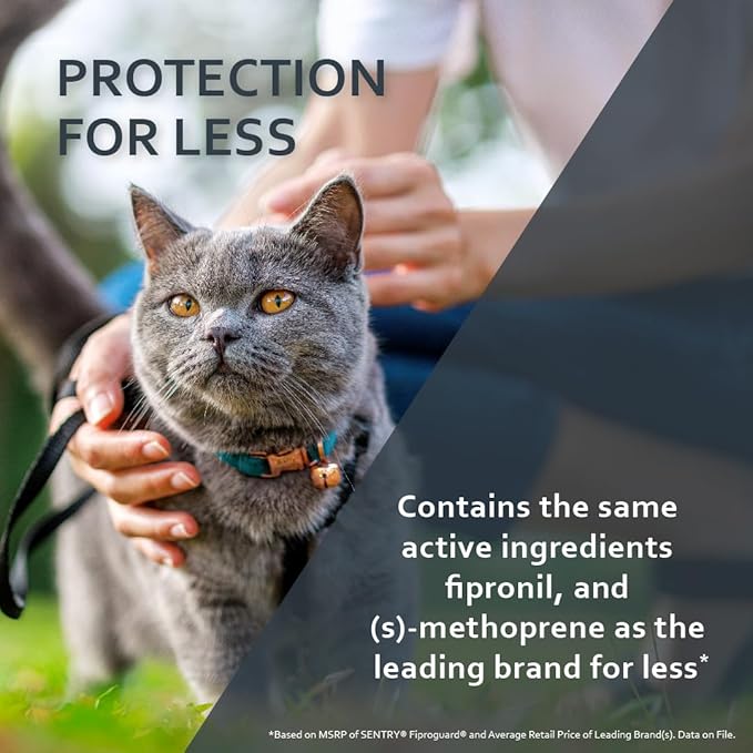 Sentry Fiproguard for Cats, Flea and Tick Prevention for Cats, 1.5 lbs and Over, 6 Month Supply