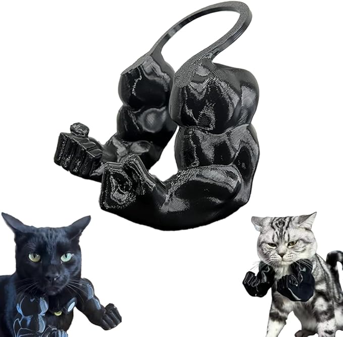 Creative Cat Muscle Arms, 3D Printed Cat Muscle Arm, Halloween Costume Accessory,Funny Muscle Arms for Cats,Cats with Muscular Arms for Kitten Birthday Party Supplies (Black)