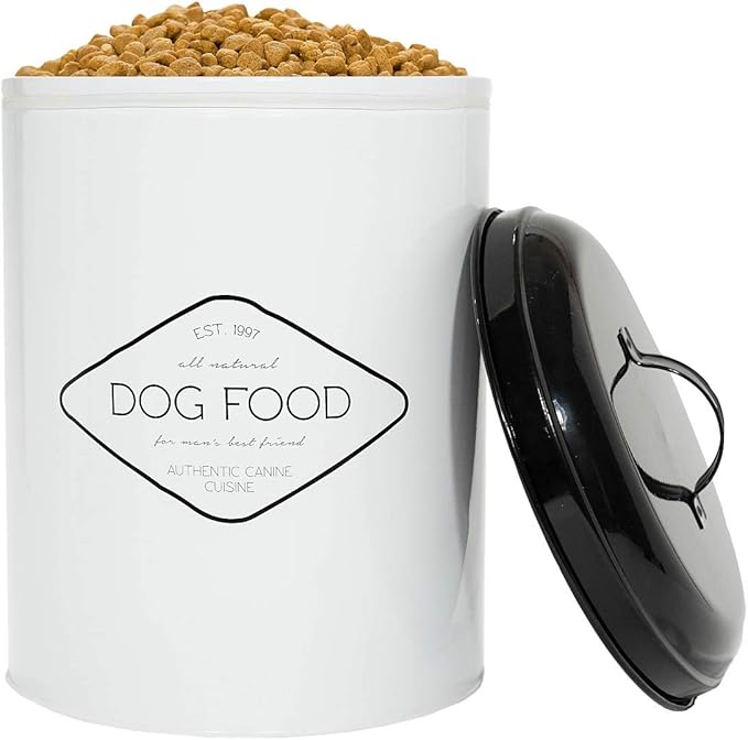 Amici Pet Buster All Natural Canister, Metal Storage Container with Handle Lid & Silicone Gasket Seal, Minimal Countertop Food Bin for Pantry, Pet Treats & Kitchen Dry Goods - 272 Oz (10.5"L x 14"H)