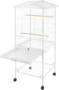Extra Large Bird Cage 54Inch Wrought Iron Bird Cage with Rolling Stand Metal Parrot Cage with Open Play Top Perch Stand for Conures Lovebirds Cockatiels Finches (White)