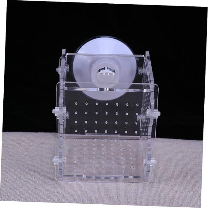 Mobestech Acrylic Fish Breeding Box with Divider 8x8x8.8cm Aquarium Fish Isolation Case Breeder Container for Betta Fry Shrimp Hatchery