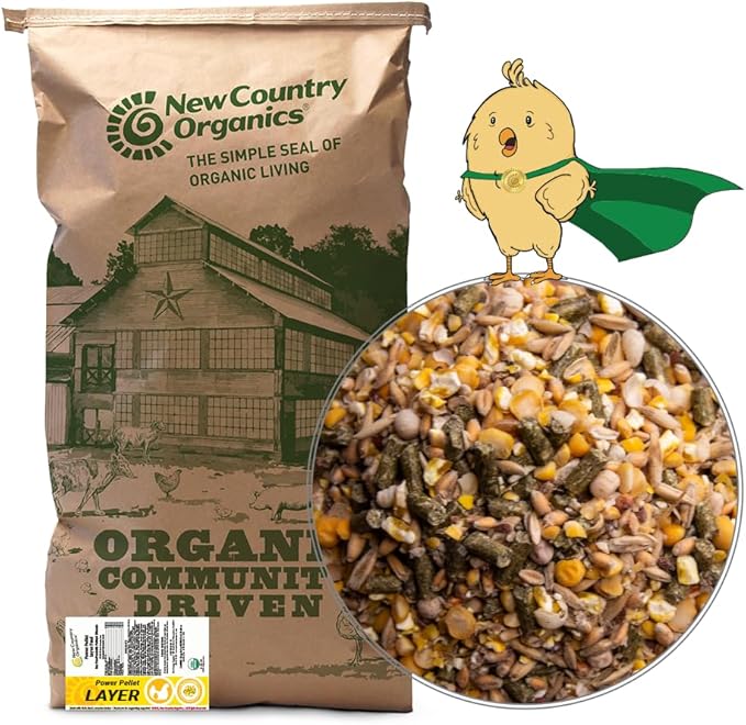 New Country Organics I Power Pellet Layer Feed 40 lbs I Layer Feed for Laying Hens I Soy-Free I 17% Protein I Certified Organic and Non-GMO I 40 lbs