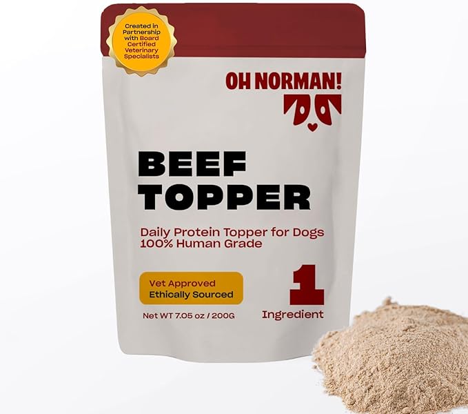 OH NORMAN! Beef Dog Food Topper by Kaley Cuoco, All Natural Single Ingredient, Veterinary Nutritionist Certified, for All Life Stages and Breeds, Made in USA, 7.05 Oz