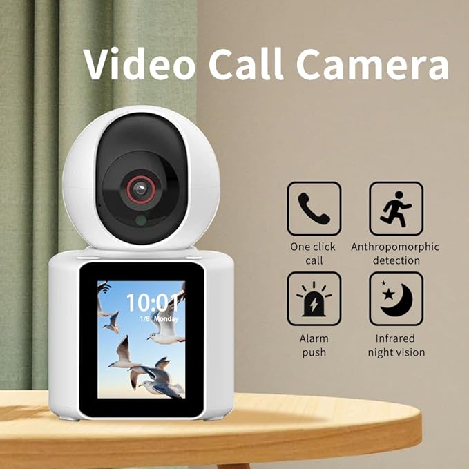 Video Calling Camera with 2.8 inch HD Screen Voice Assistant, 1080P Indoor Home Security Camera, Indoor Home Pet/Nanny/Baby/Elder/Dog Camera with Phone App