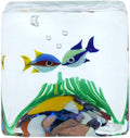 GlassOfVenice Murano Glass Aquarium Cube With Tropical Fish