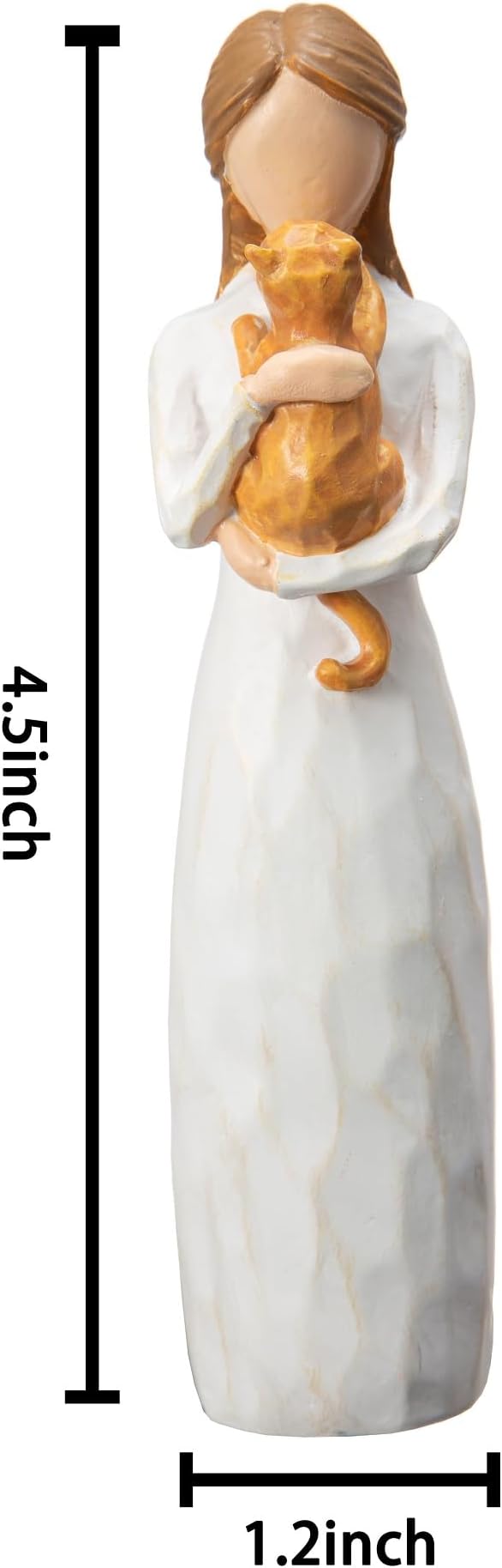 Angel of Friendship Cat Memorial Gifts, Hand-Painted Cat Angel Figurine Statue,Gift to Celebrate Loving Pets and Cat Lovers(Orange)
