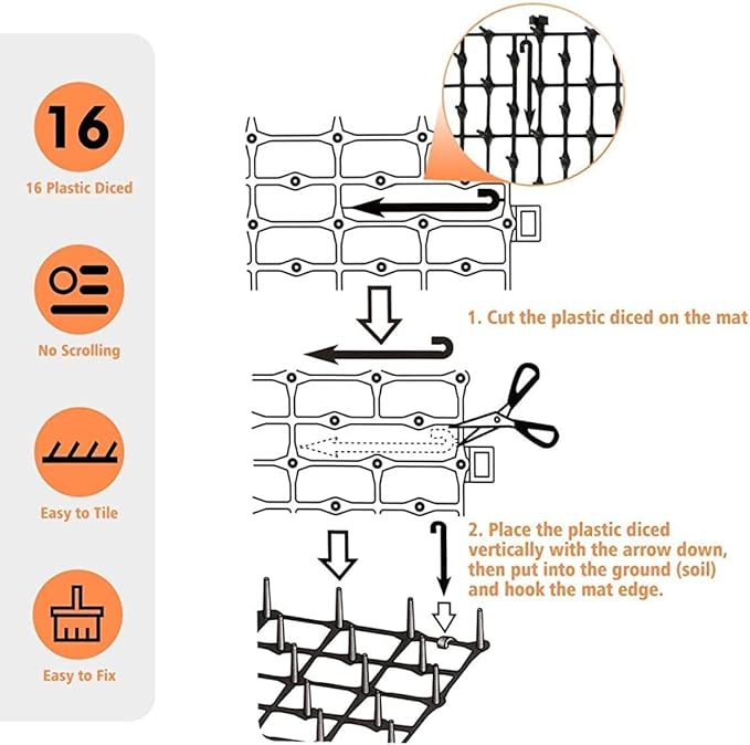 Cat Scat Mat with Spikes, 2m x 28cm Cat Dog Animal Spikes Repellent Mat, Anti Indoor Outdoor for Garden, Fence Foam Toe spacers 100 Pack, Disposable Finger sepa