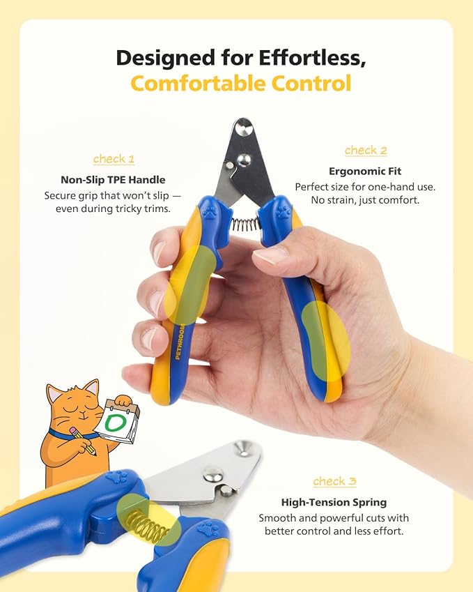 [PETHROOM] Cat Nail Clipper Trimmer for Indoor Cats with Circular Cut Hole (2mm) | Premium Sturdy Stainless Steel Blade Cat Claw | Safe, Easy, Accurate, Quiet & Fast | Avoid Overcutting