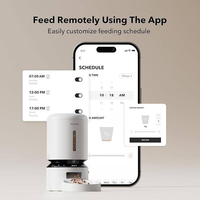 PETLIBRO Automatic Cat Feeder with Camera, 1080P HD Video with Night Vision, 5G WiFi Pet Feeder + 2-Way Audio, Low Food & Blockage Sensor, Motion & Sound Alerts for Cat & Dog Single Tray (Pack of 4)