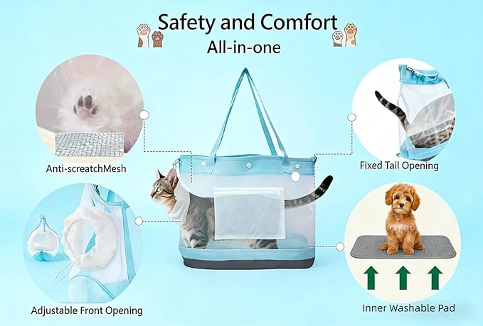 Dog Purse Carrier for Small Dogs - Pet Carrier for Cat, Soft Sided Dog Carrier for Small Animals,Collapsible Breathable Lightweight Pet Carrier Sling for Outing Travel Vet-Light Blue