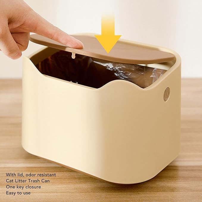 Cat Litter Trash Can, Compact Multipurpose Pet Waste Bin for Home, Space Saving with Aesthetics in Mind, Press Type Lid Enclosed Design, Ideal for Apartments