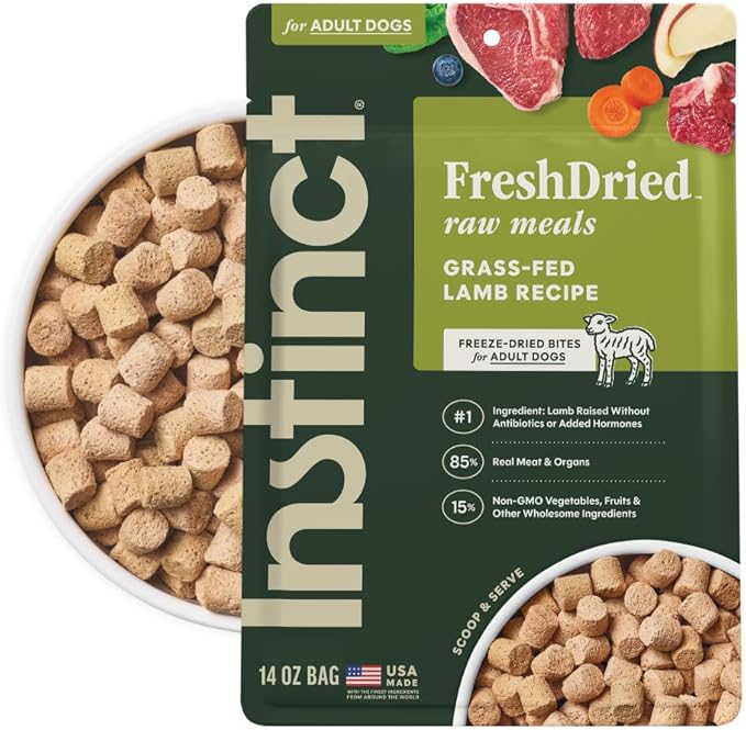 Instinct Freeze-Dried Meals, FreshDried Bites, Natural Dog Food, Grain-Free - Grass-Fed Lamb, 14 oz. Bag