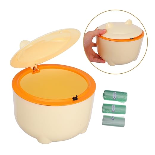 Healifty 1Set Sealed Cat Litter Trash Can with Lid and Trash Bags Versatile Waste Container for Cats and Dogs Easy to Maintain Reusable Litter Box Preventing for Home Use