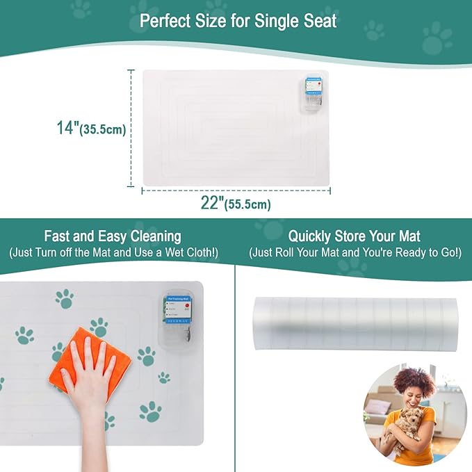 SEERWAY Pet Shock Mat with Tester, 2-Pack 22"X14" Electric Training Mats to Keep Dogs & Cats Off Couch, Bed, Kitchen Counter
