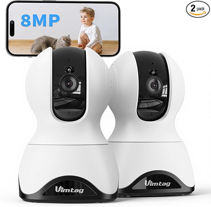 VIMTAG 4K Security Camera Indoor, 5G Pet Camera with Phone App for Dog/Cat, 360° Pan/Tilt Cameras for Home/Nanny/Baby/Room, Night Vision, Motion Tracking, Dual-Band WiFi, 2-Way Audio, Cloud & SD Card