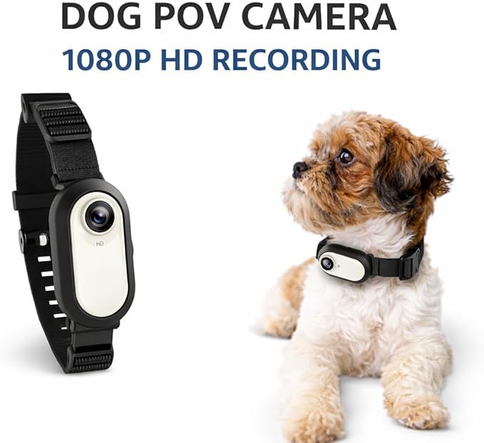 Dog Collar Camera 1080P HD – Dog POV Camera with 170° Wide Angle Lens, Mini Action Camera for Dogs, Video Recording with Micro SD Card, Lightweight Pet Body Cam (No WiFi)
