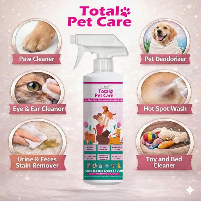 No-Rinse Dog Paw Cleaner & Pet Cleaning Spray for Dogs & Cats – Cleans Coat, Eyes & Ears, Hot Spot – Daily Cleaner for Pet Messes, Stains & Pet Odor Remover – No Harmful Chemicals (16 fl oz)