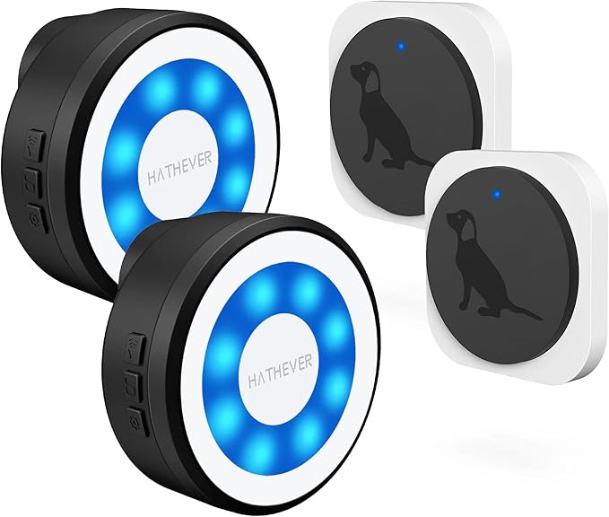 Dog Bell for Door Potty Training, Wireless Doggie Door Bell Operating at 1000 Feet with Chew Resistant IP65 Waterproof Touch Button, 4 Notification Modes