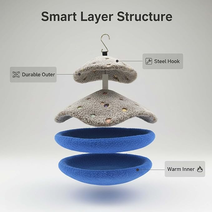 Bird Parrot Nest Hammock for Parakeet Conure Lovebird Small Animal Hamster Sugar Glider Hanging Bed Hideout House (S(Length:6.2inch), Gray)