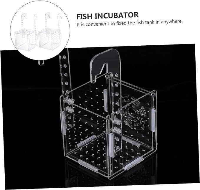 BESPORTBLE 2pcs Fish Tank Breeding Isolation Box Transparent Aquarium Incubator Fish Holder Hook Easy to Clean Safe for Breeding Improves Juvenile Survival Rate