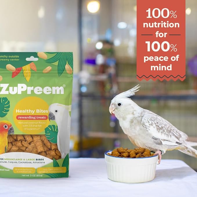 ZuPreem Healthy Bites, Rewarding Bird Treat, Medium/Large to Large Birds, No Artificial Flavors or Preservatives, Treat for Conures, Caiques, Cockatoos, and Amazons, 3oz